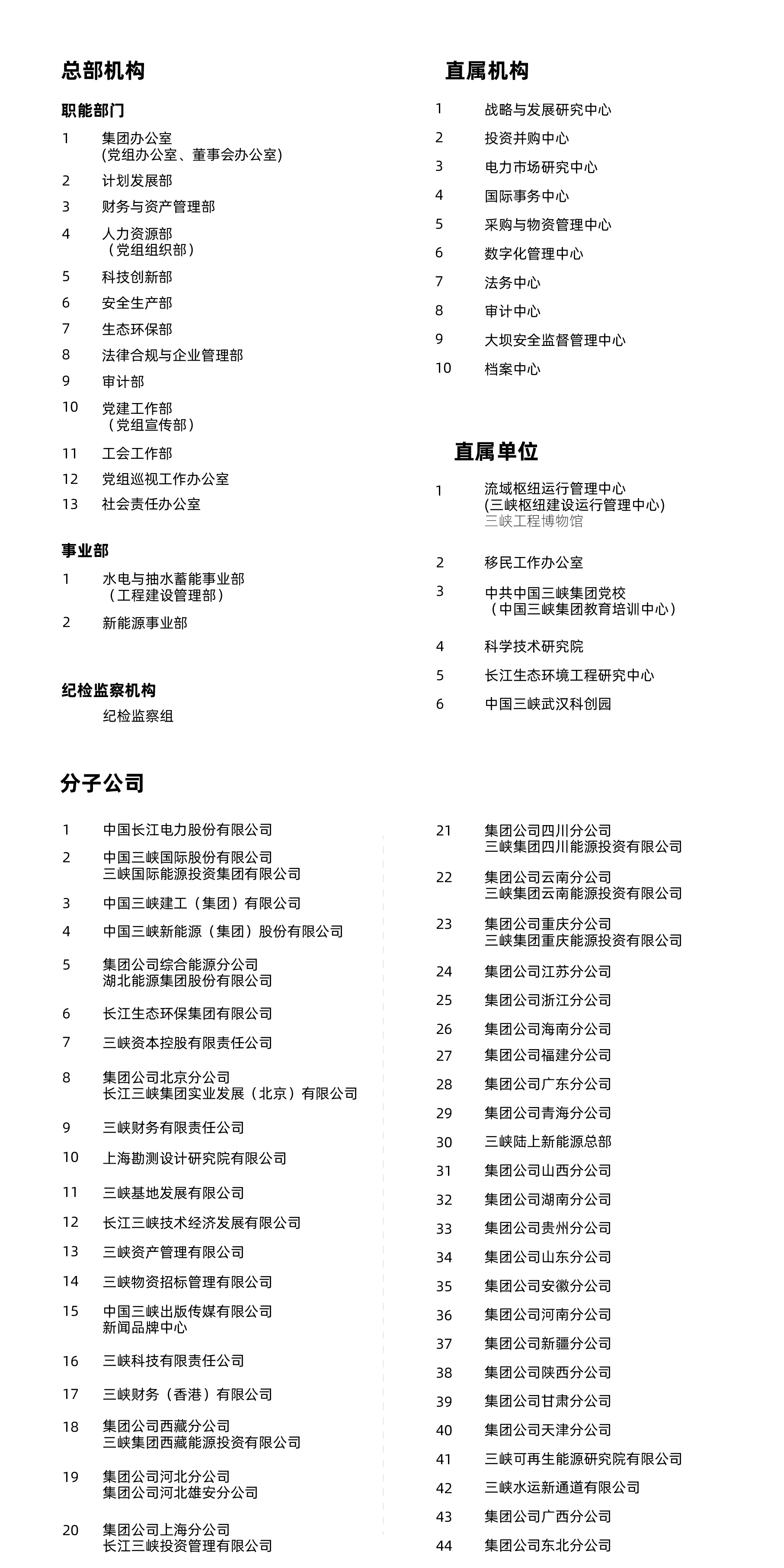 三峽集團(tuán)組織機(jī)構(gòu)